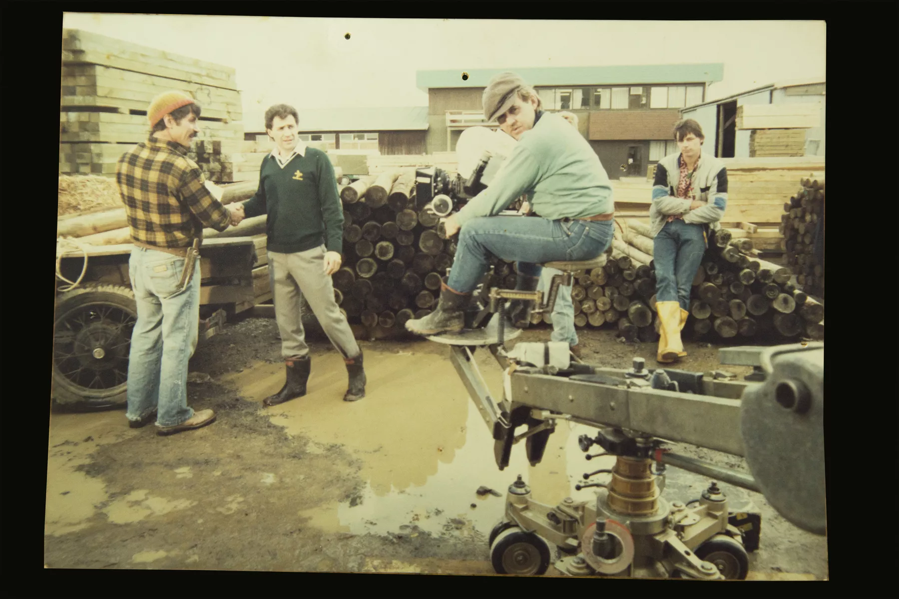 Cameraman Andy Roelants on set 1980s
